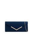 Pochette enveloppe en daim bleu marine