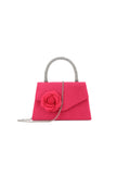 Fuchsia Wildleder-Abendtasche mit Blumenverzierung