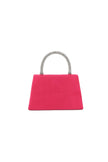 Fuchsia Wildleder-Abendtasche mit Blumenverzierung