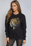 Zwart luipaard-sweatshirt met goudfolieopdruk