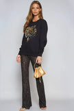 Zwart luipaard-sweatshirt met goudfolieopdruk