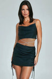 Green Cropped Strappy Diamante Top
