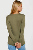 Khaki  V Neck Long Sleeve Top