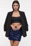 Navy Velvet Sequin Mini Skirt