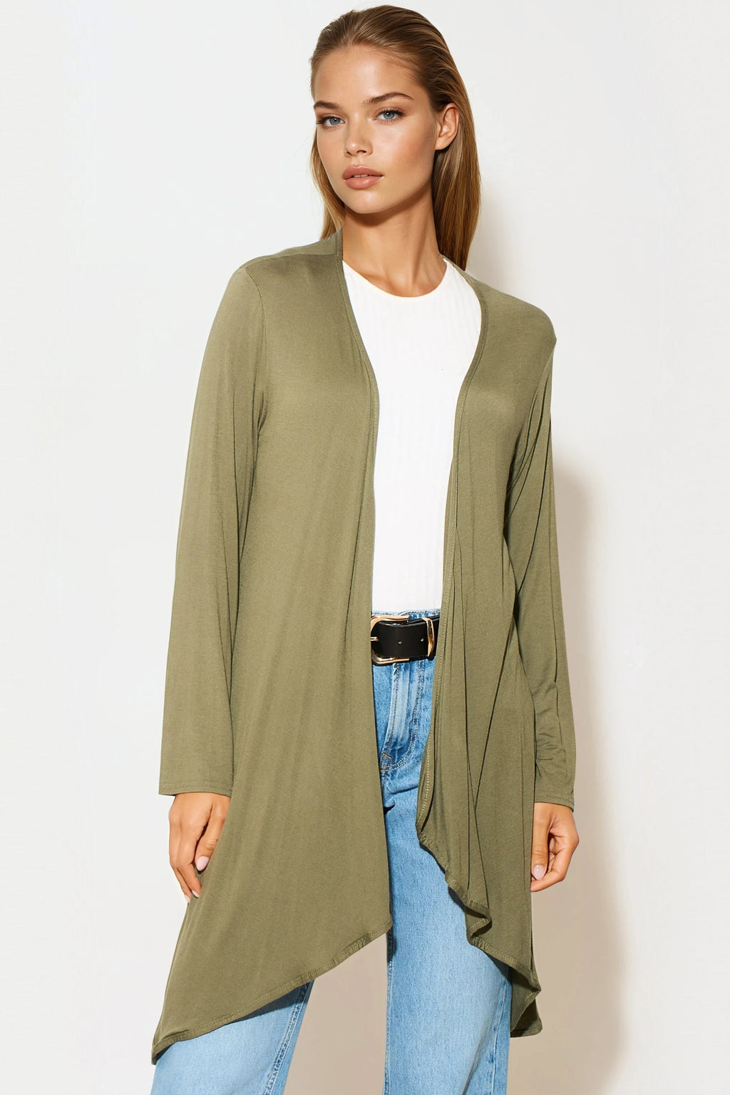 Khaki Waterfall Cardigan