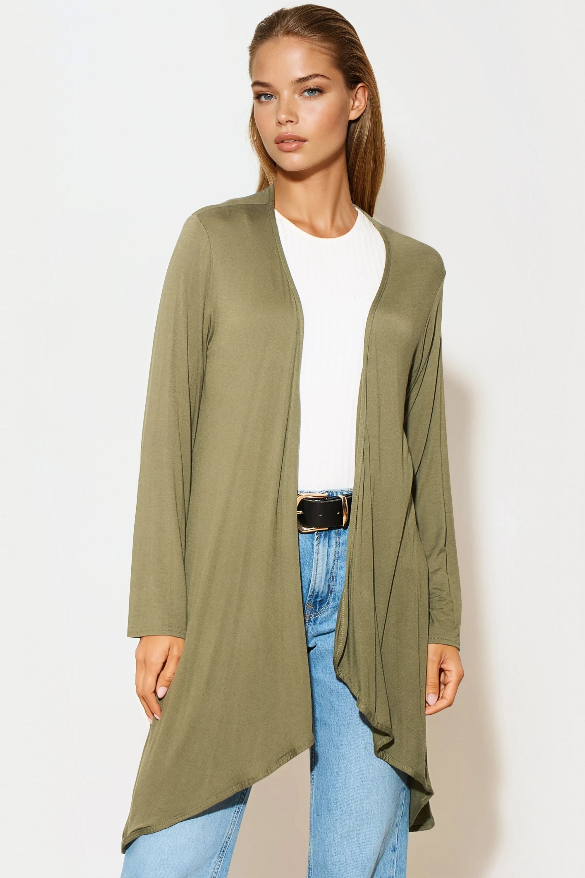 Khaki Waterfall Cardigan