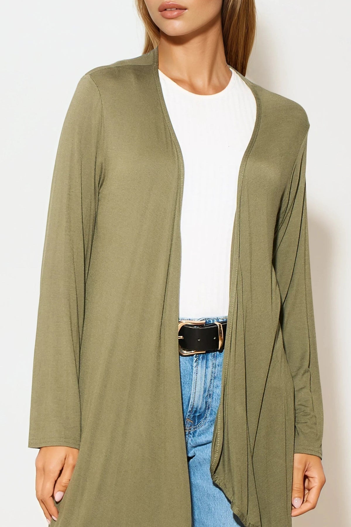 Khaki vandfaldscardigan