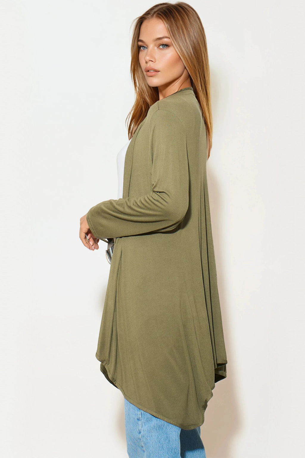 Khaki Waterfall Cardigan