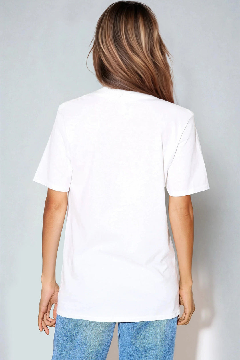 White Why Not Printed Cotton T-Shirt
