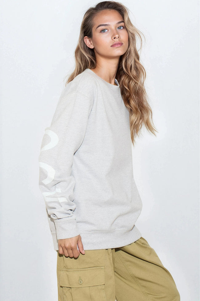 Sweat-shirt oversize à col rond Silver Grey Aftershock Logo