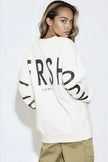 Sudadera oversize de cuello redondo con logotipo White Aftershock