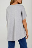 Lichtgrijs oversized T-shirt met V-hals