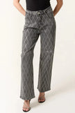 Black Wash Diamond Embellished Straight Leg Jeans