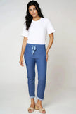 Pantaloni con coulisse in denim elasticizzato blu