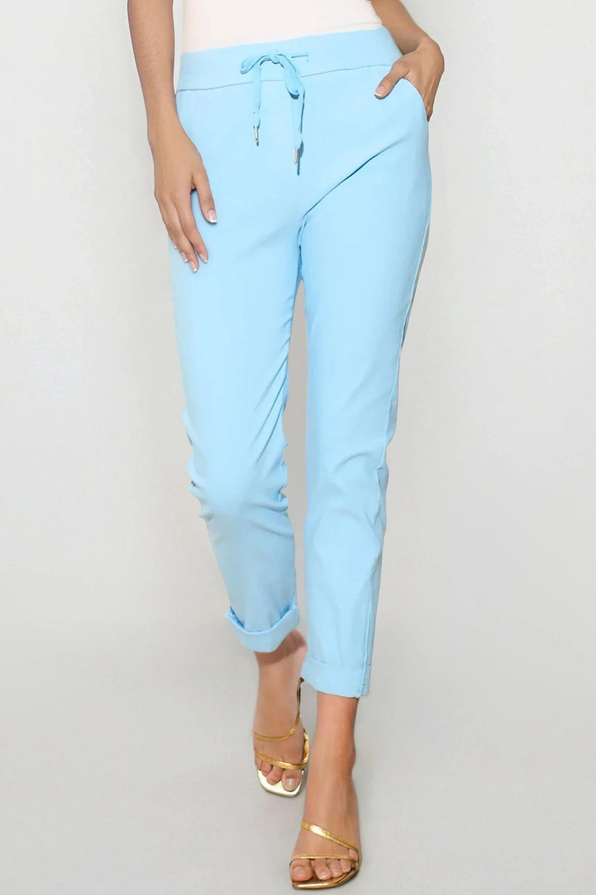 Pantaloni elasticizzati con coulisse azzurri