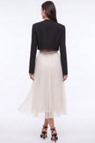 Ivory Pearl Embellished Mesh A‑Line Midi Skirt