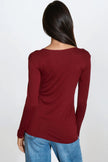 Burgundy Round Neck Long Sleeve Top