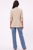 Beige Blazer with Ruched Sleeves