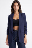 Navy Blazer with Ruched Sleeves