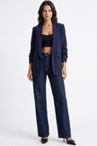 Navy Blazer with Ruched Sleeves