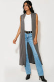 Charcoal Sleeveless Longline Maxi Cardigan