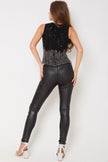 Schwarze Wet-Look-Leggings mit Front-Reißverschluss