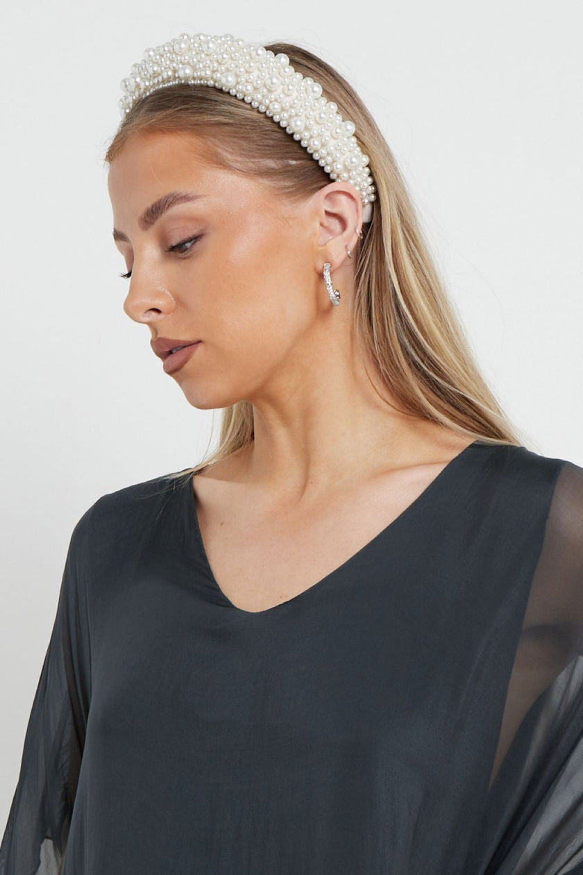 Ivory Statement Parelhaarband