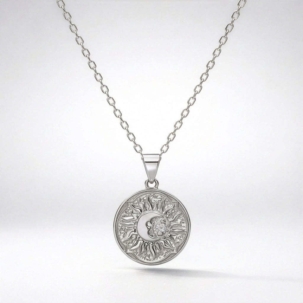 Alba Sun Coin Necklace | Silver