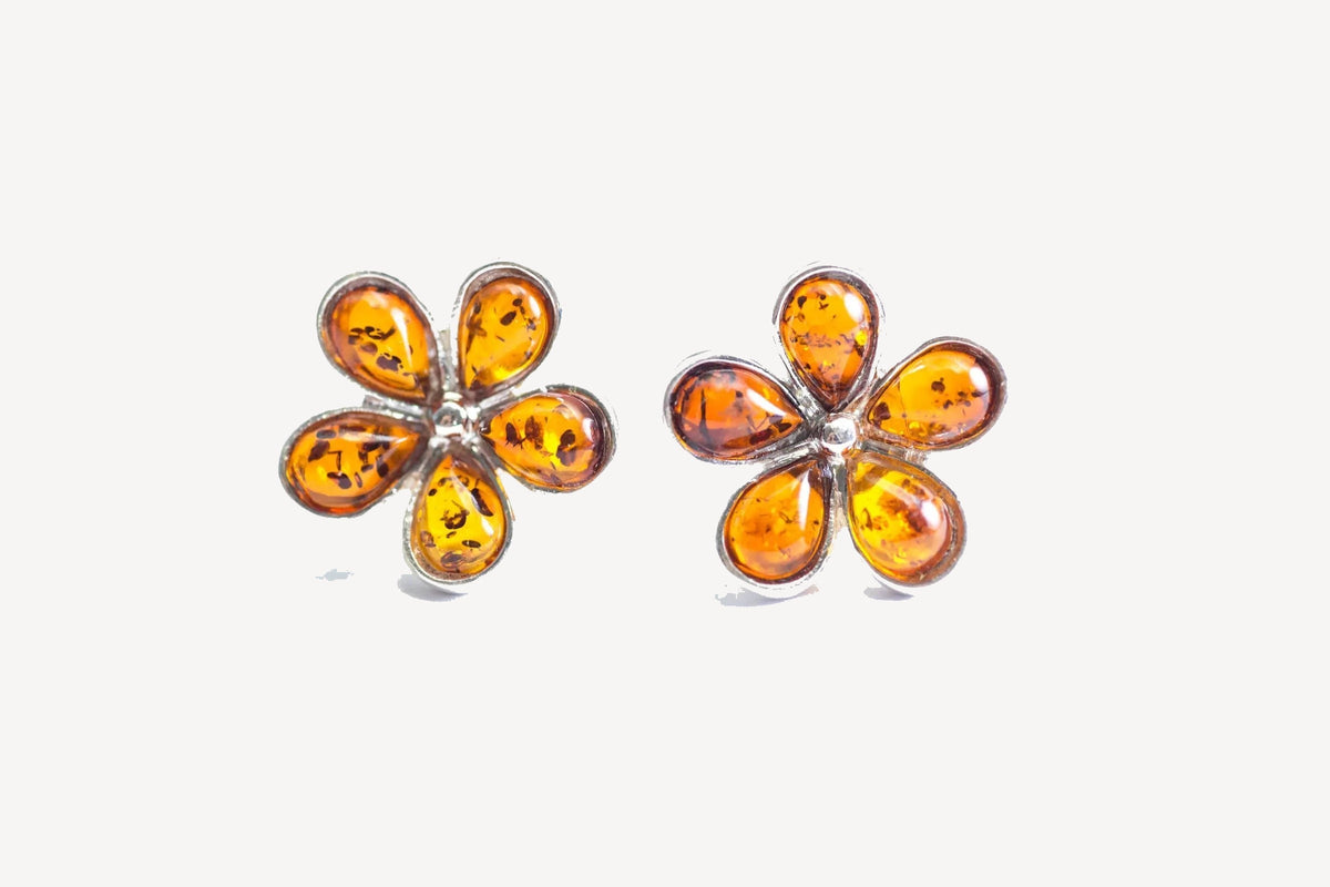 Amber Daisy Stud Earrings