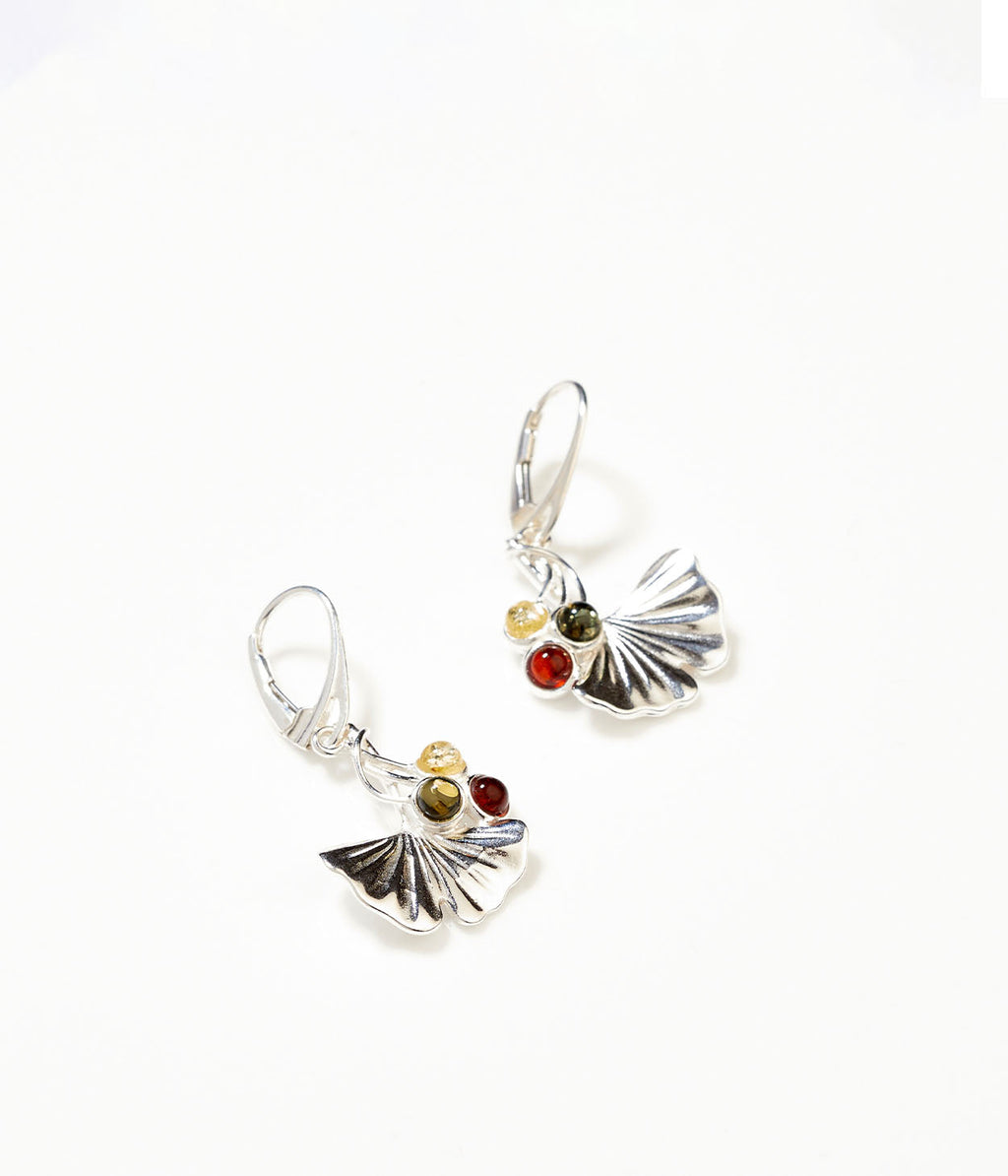 Amber Ginkgo Drop Earrings