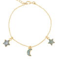 Amelia Aventurine Star & Moon Charm Bracelet | 18k Gold Plated