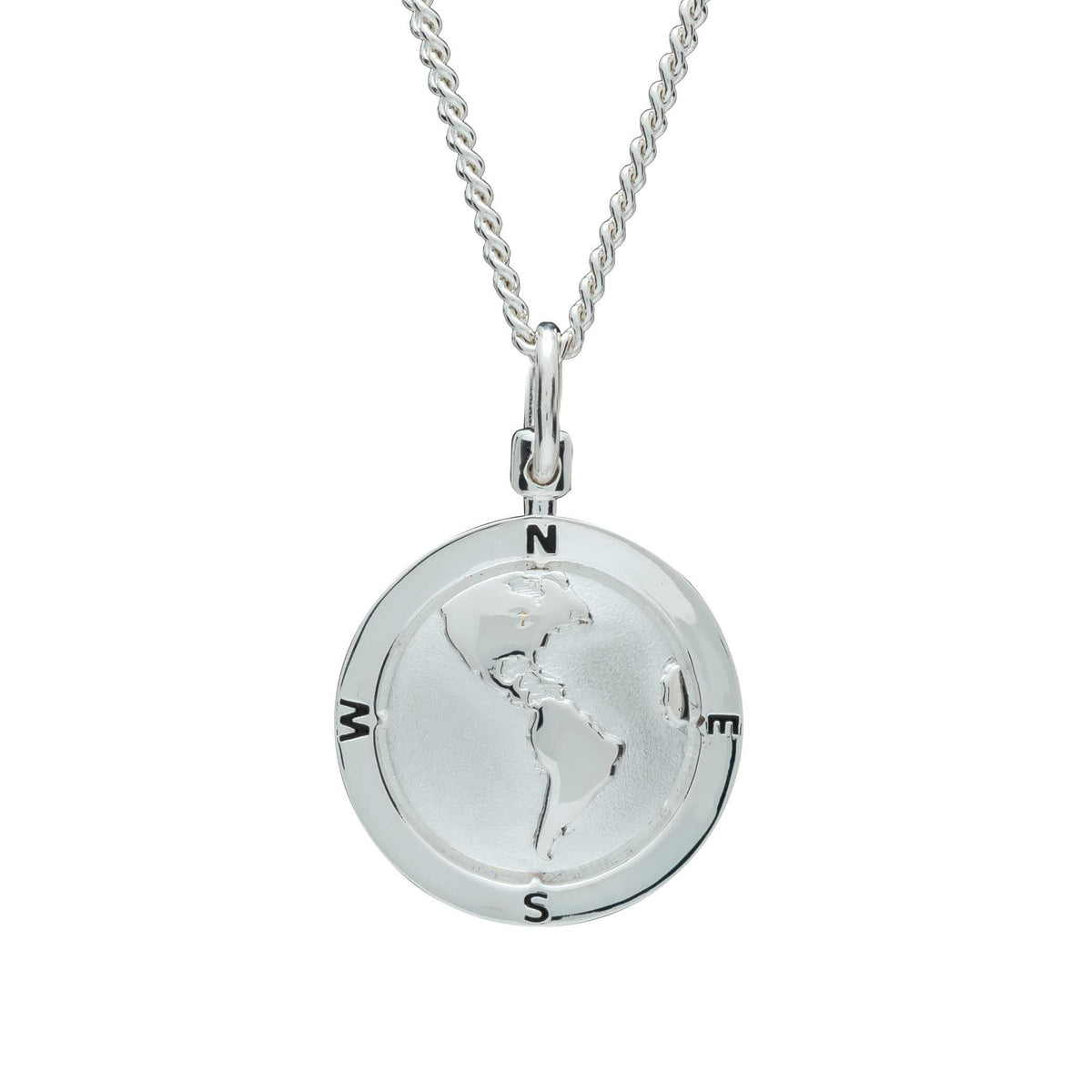 Amerika-Globus personalisiert St. Christopher - Silberkette