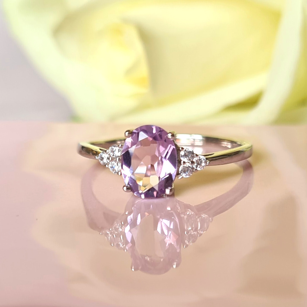 Lavendel Amethist Ring in Sterling Zilver