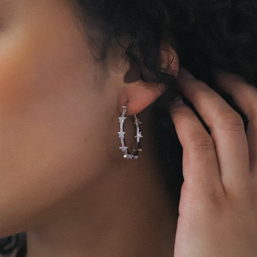 Aneira Star Hoop Earrings | 925 Sterling Silver