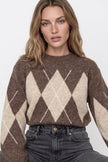Brown Argyle Pattern Wool Blend Knit Jumper
