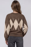 Brown Argyle Pattern Wool Blend Knit Jumper