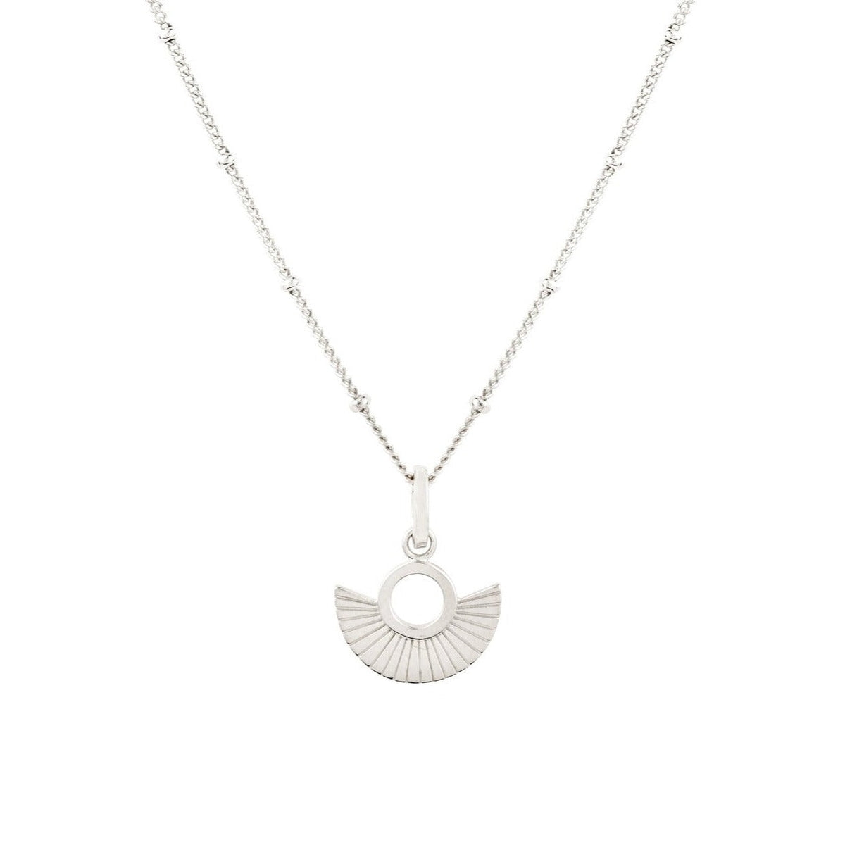 Art Deco Fan Silver Satellite Chain Necklace