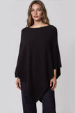 Black Asymmetric Ribbed Knit Poncho