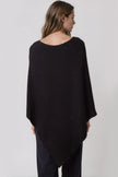 Black Asymmetric Ribbed Knit Poncho