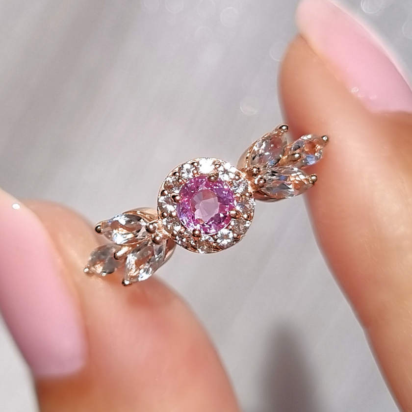 Aurelia Pink Saphir Ring in 18k Roségold Vermeil