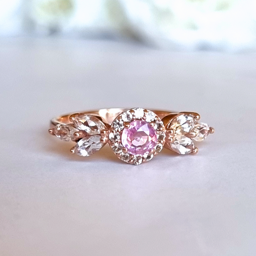 Aurelia Pink Saphir Ring in 18k Roségold Vermeil
