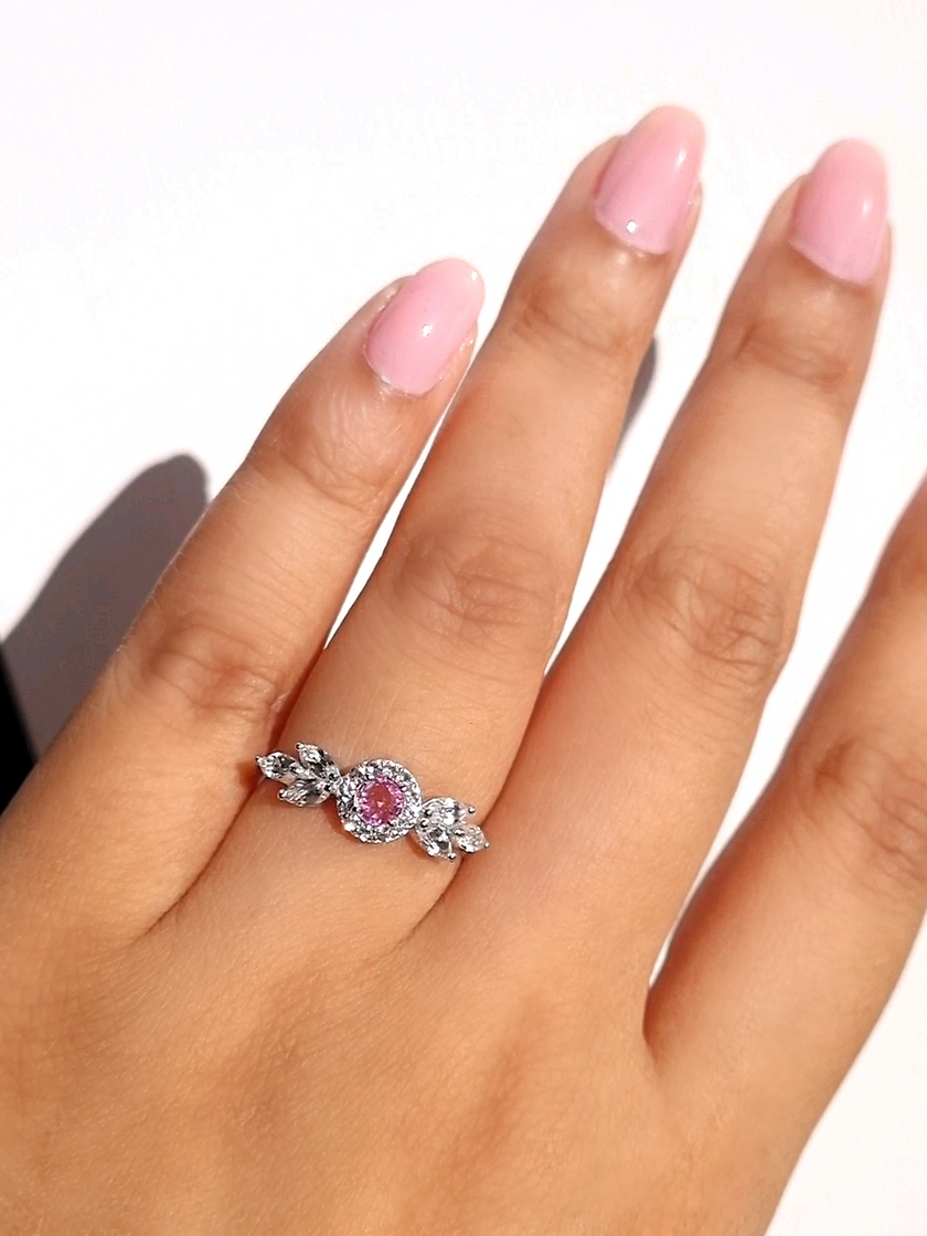Aurelia Roze Saffier Ring in Sterling Zilver