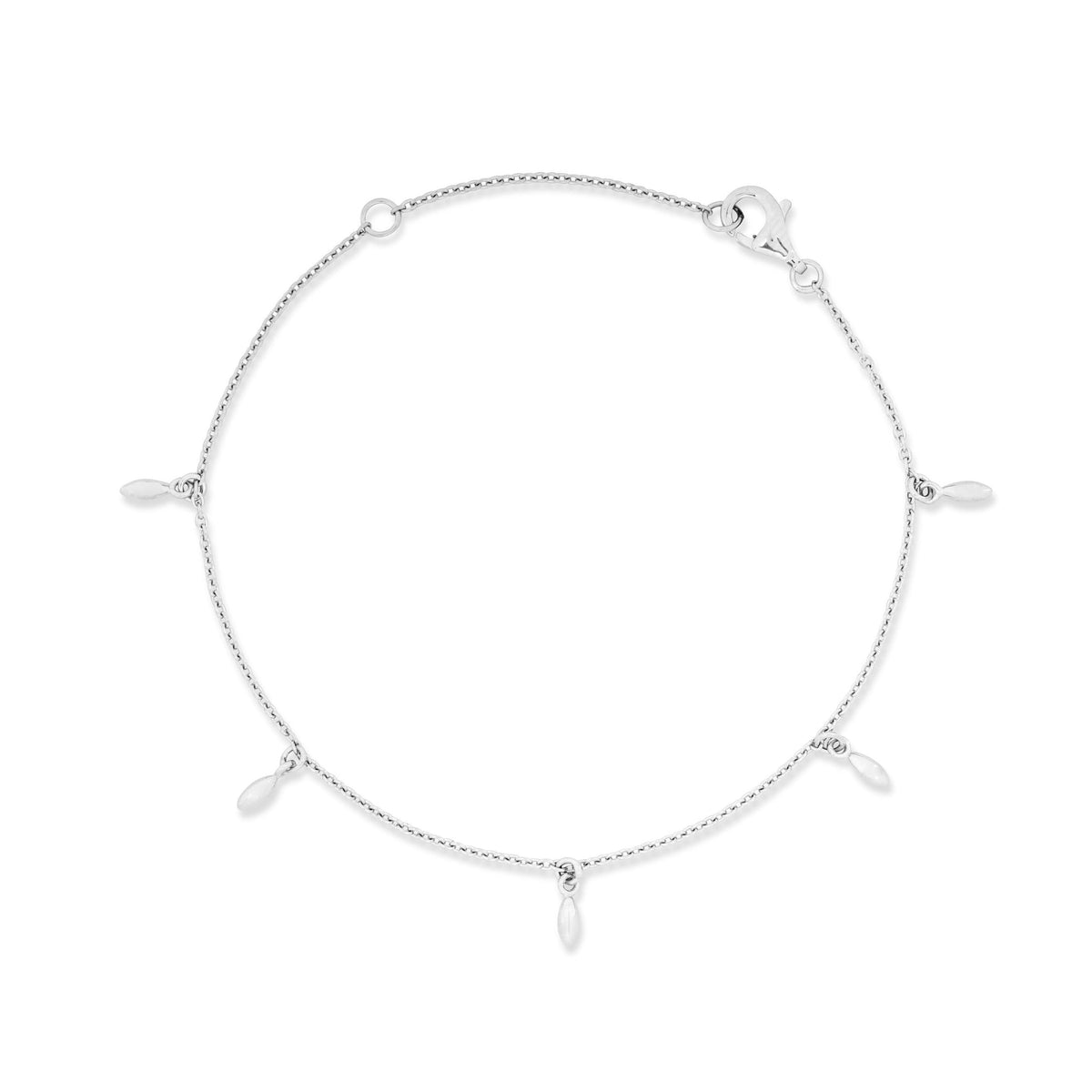 Bracelet à breloques en argent Chaîne grain de riz