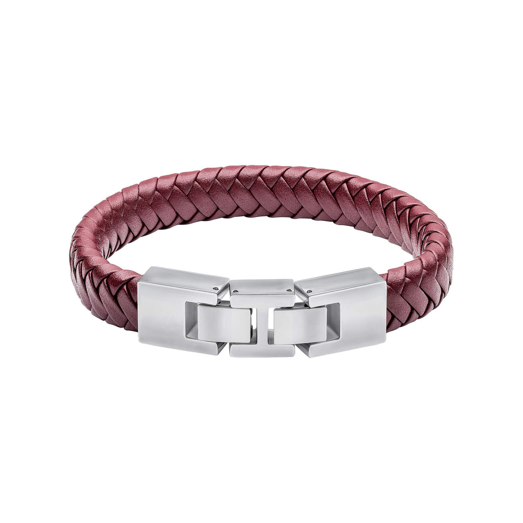 Fred Bennett Burgundy Leather Bracelet with Statement Clasp