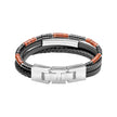 Fred Bennett Red Jasper and Onyx Multi- Layer Leather Bracelet
