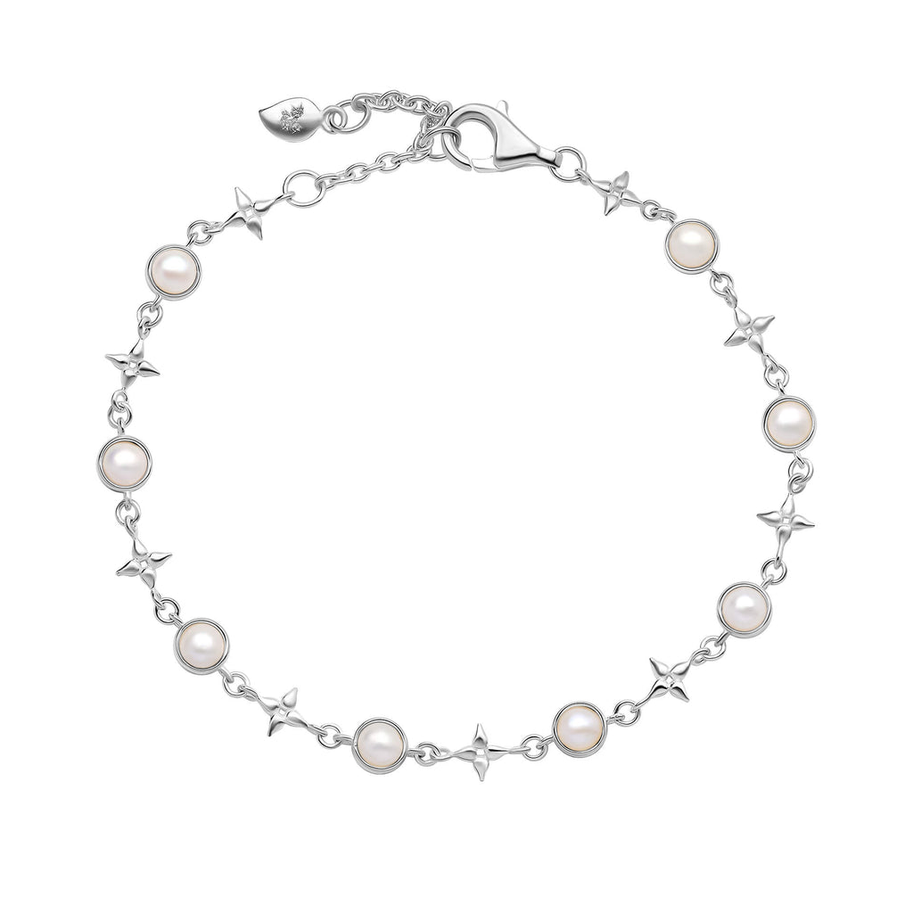 Laura Ashley Silver Hartley Check Mabe Pearl Tennis Bracelet