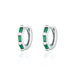 Baguette Huggie Earrings with Green Stones