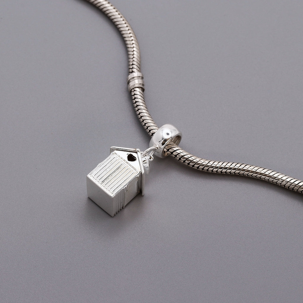 Beach Hut Personalised Silver Charm