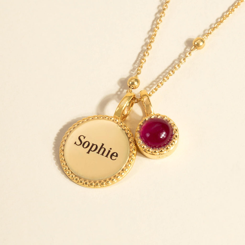Beginnings Milgrain Semi-Precious Cabochon Birthstone Necklace