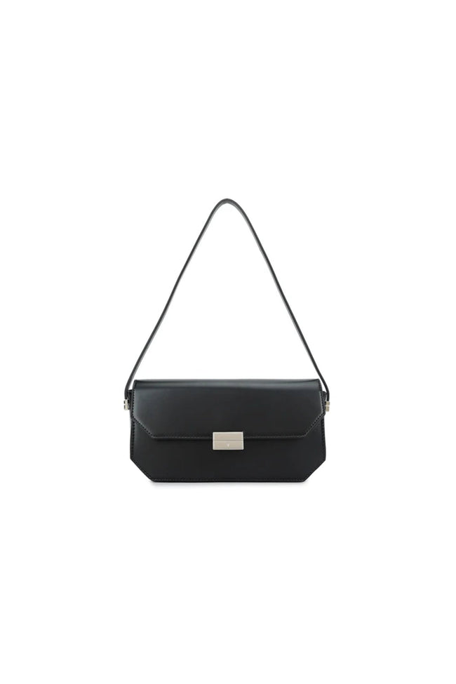 Black Faux Leather Shoulder Bag